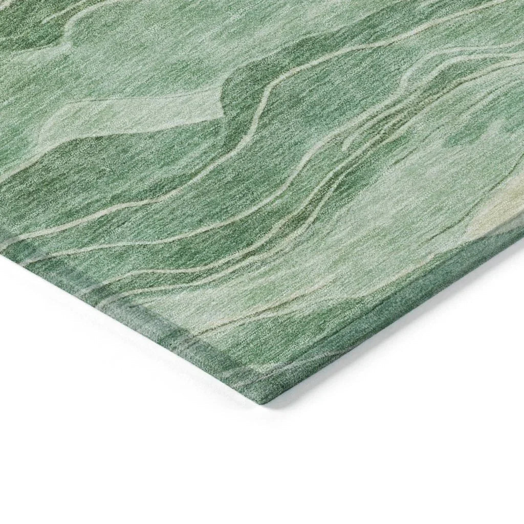 Aurienne Green Washable Indoor - Outdoor Rug - LOOMLAN - LOOMLAN Rugs - Outdoor Rugs
