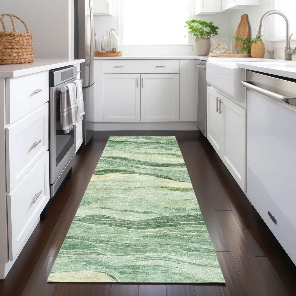 Aurienne Green Washable Indoor - Outdoor Rug - LOOMLAN - LOOMLAN Rugs - Outdoor Rugs