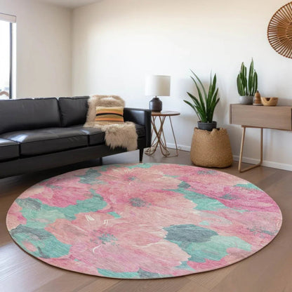 Aurithra Pink Washable Indoor - Outdoor Rug - LOOMLAN - LOOMLAN Rugs - Outdoor Rugs