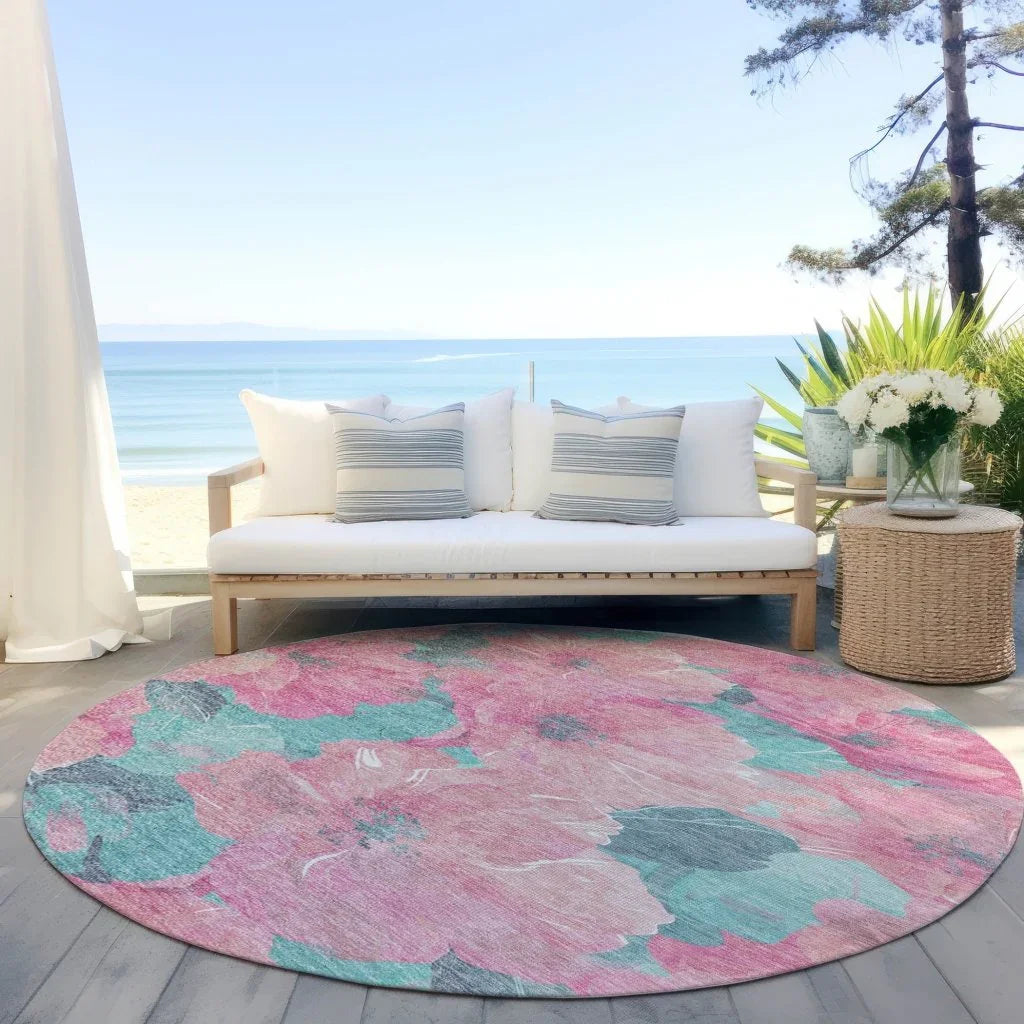 Aurithra Pink Washable Indoor - Outdoor Rug - LOOMLAN - LOOMLAN Rugs - Outdoor Rugs