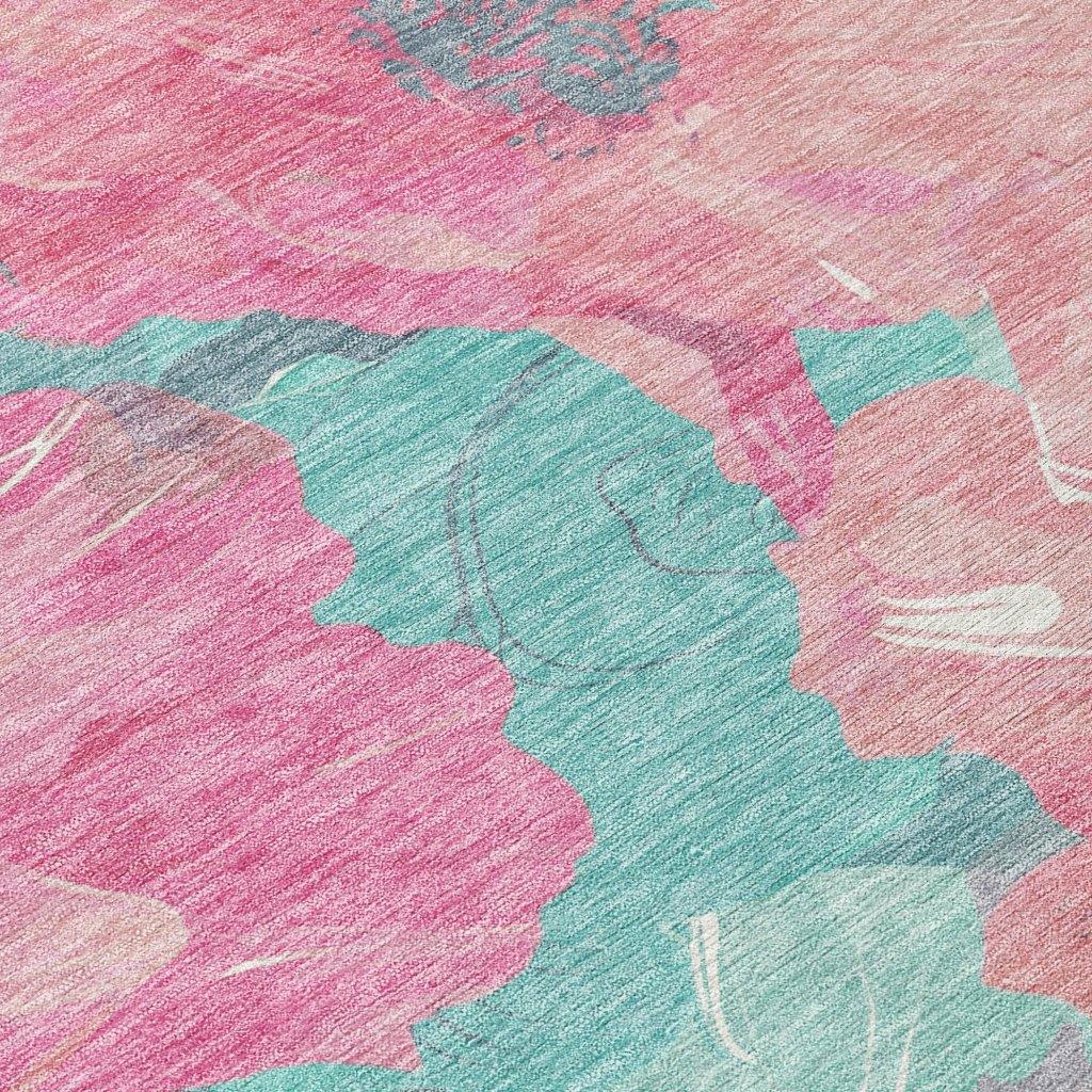 Aurithra Pink Washable Indoor - Outdoor Rug - LOOMLAN - LOOMLAN Rugs - Outdoor Rugs