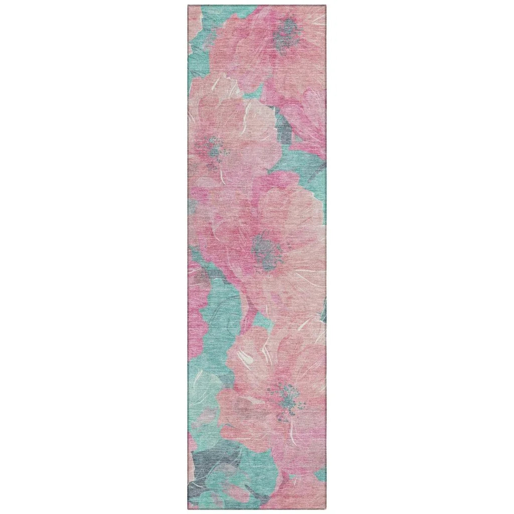 Aurithra Pink Washable Indoor - Outdoor Rug - LOOMLAN - LOOMLAN Rugs - Outdoor Rugs