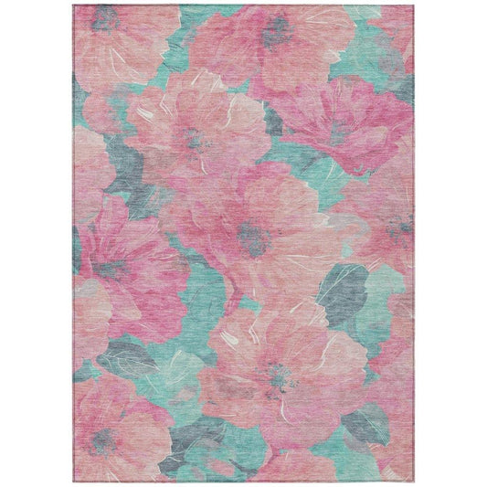 Aurithra Pink Washable Indoor - Outdoor Rug - LOOMLAN - LOOMLAN Rugs - Outdoor Rugs