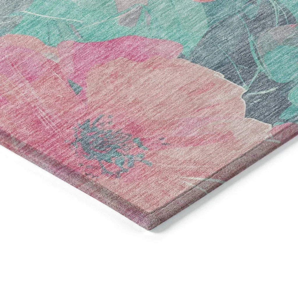 Aurithra Pink Washable Indoor - Outdoor Rug - LOOMLAN - LOOMLAN Rugs - Outdoor Rugs