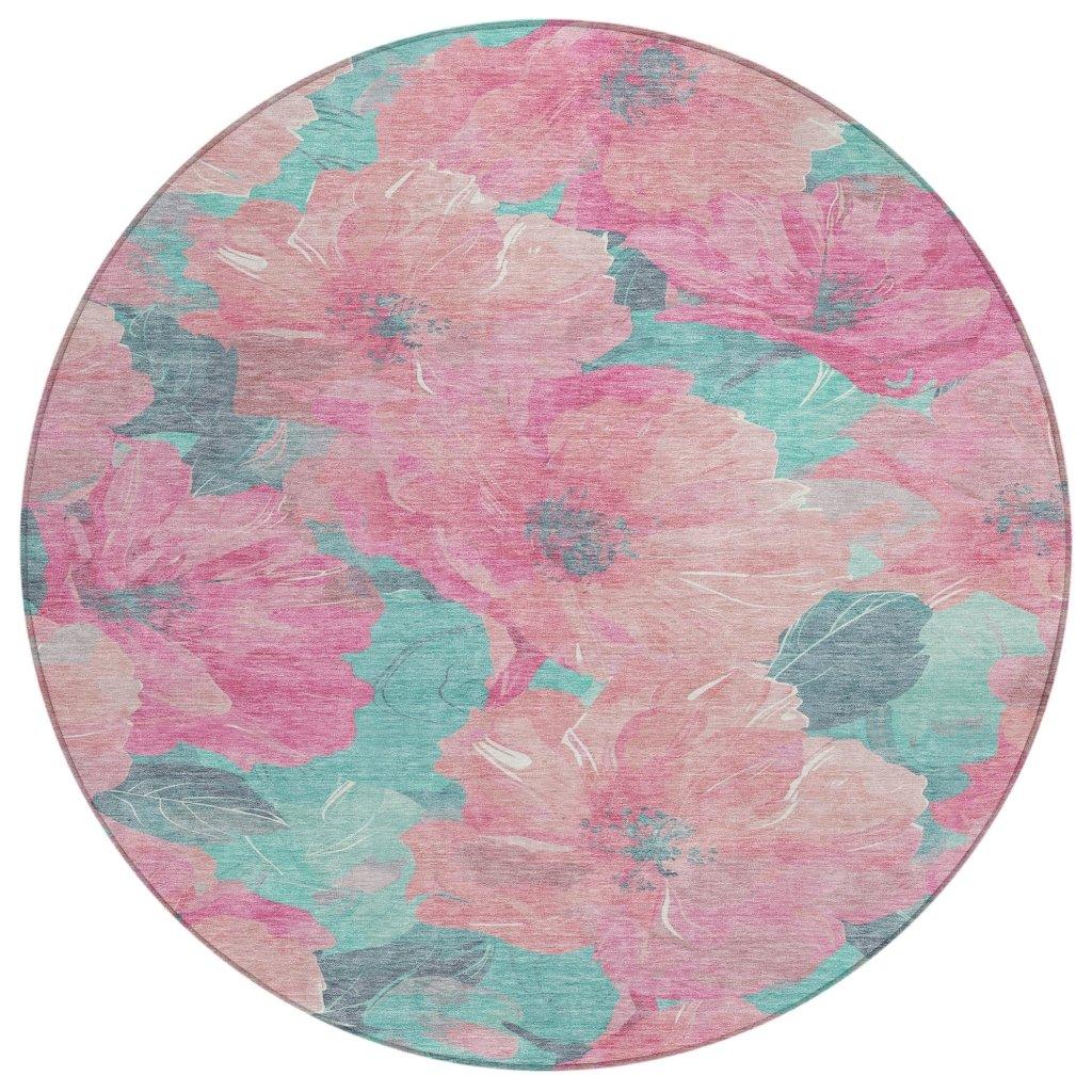 Aurithra Pink Washable Indoor - Outdoor Rug - LOOMLAN - LOOMLAN Rugs - Outdoor Rugs