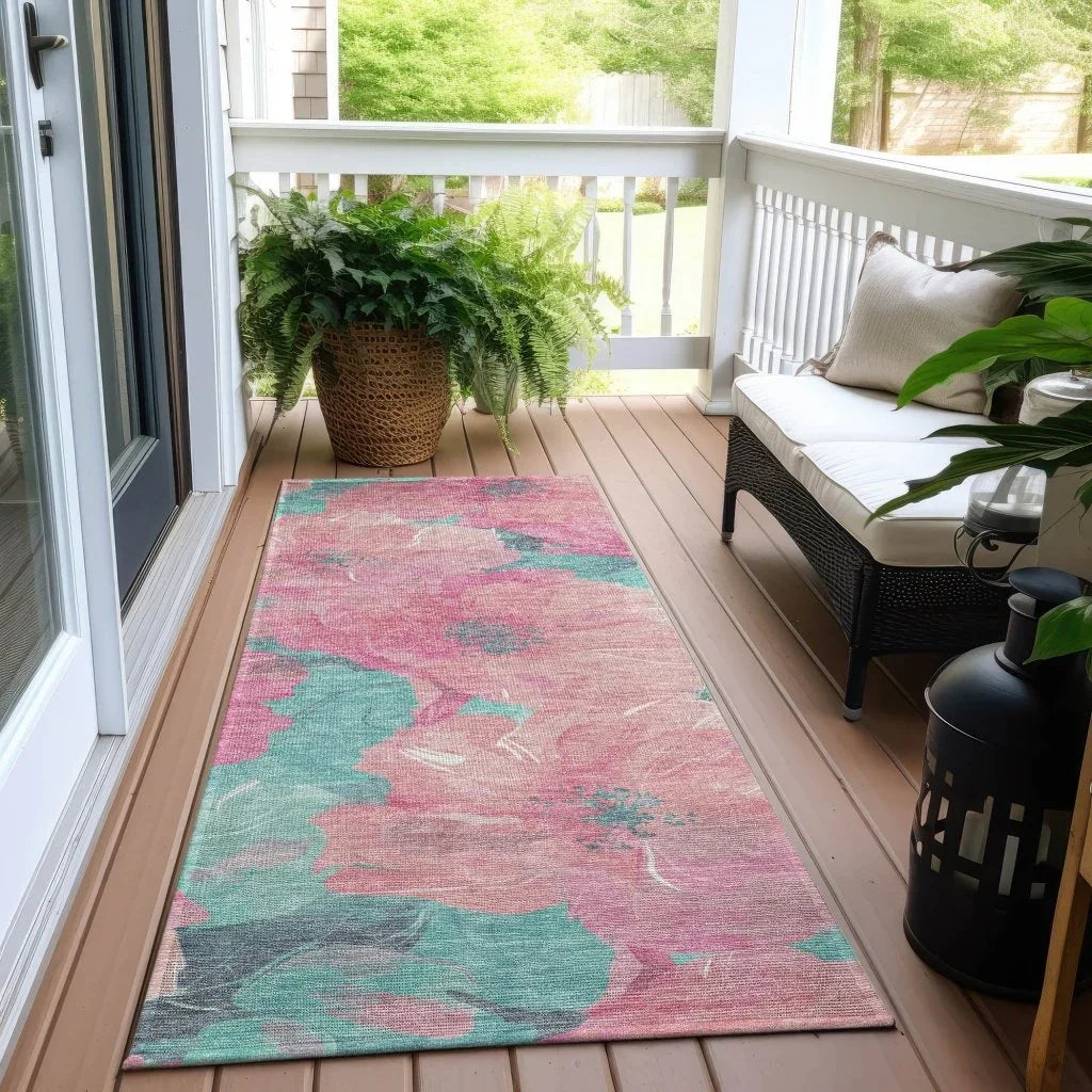Aurithra Pink Washable Indoor - Outdoor Rug - LOOMLAN - LOOMLAN Rugs - Outdoor Rugs
