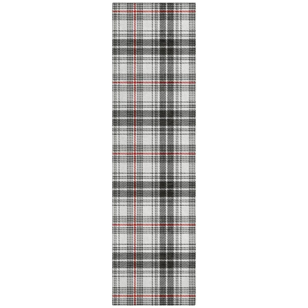 Aurora Black Washable Indoor-Outdoor Rug-Outdoor Rugs-LOOMLAN Rugs-2'3" x 7'6"-LOOMLAN