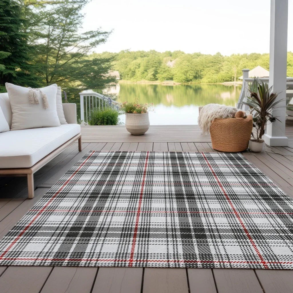 Aurora Black Washable Indoor-Outdoor Rug-Outdoor Rugs-LOOMLAN Rugs-LOOMLAN