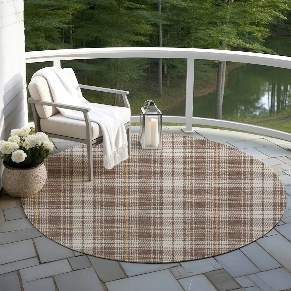 Aurora Brown Washable Indoor-Outdoor Rug-Outdoor Rugs-LOOMLAN Rugs-LOOMLAN