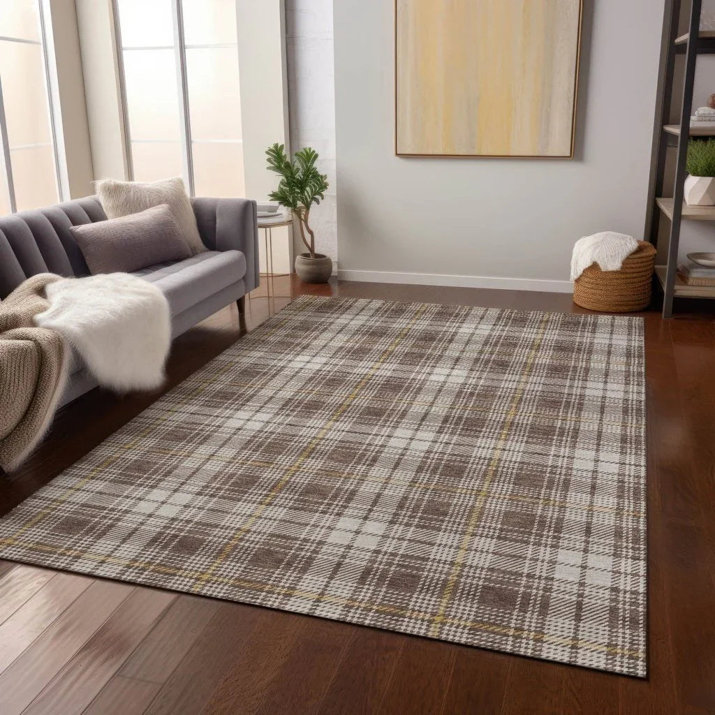 Aurora Brown Washable Indoor-Outdoor Rug-Outdoor Rugs-LOOMLAN Rugs-LOOMLAN
