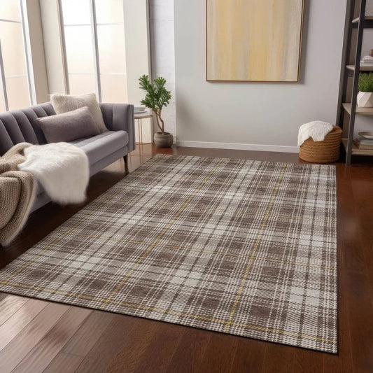 Aurora Brown Washable Indoor-Outdoor Rug-Outdoor Rugs-LOOMLAN Rugs-LOOMLAN