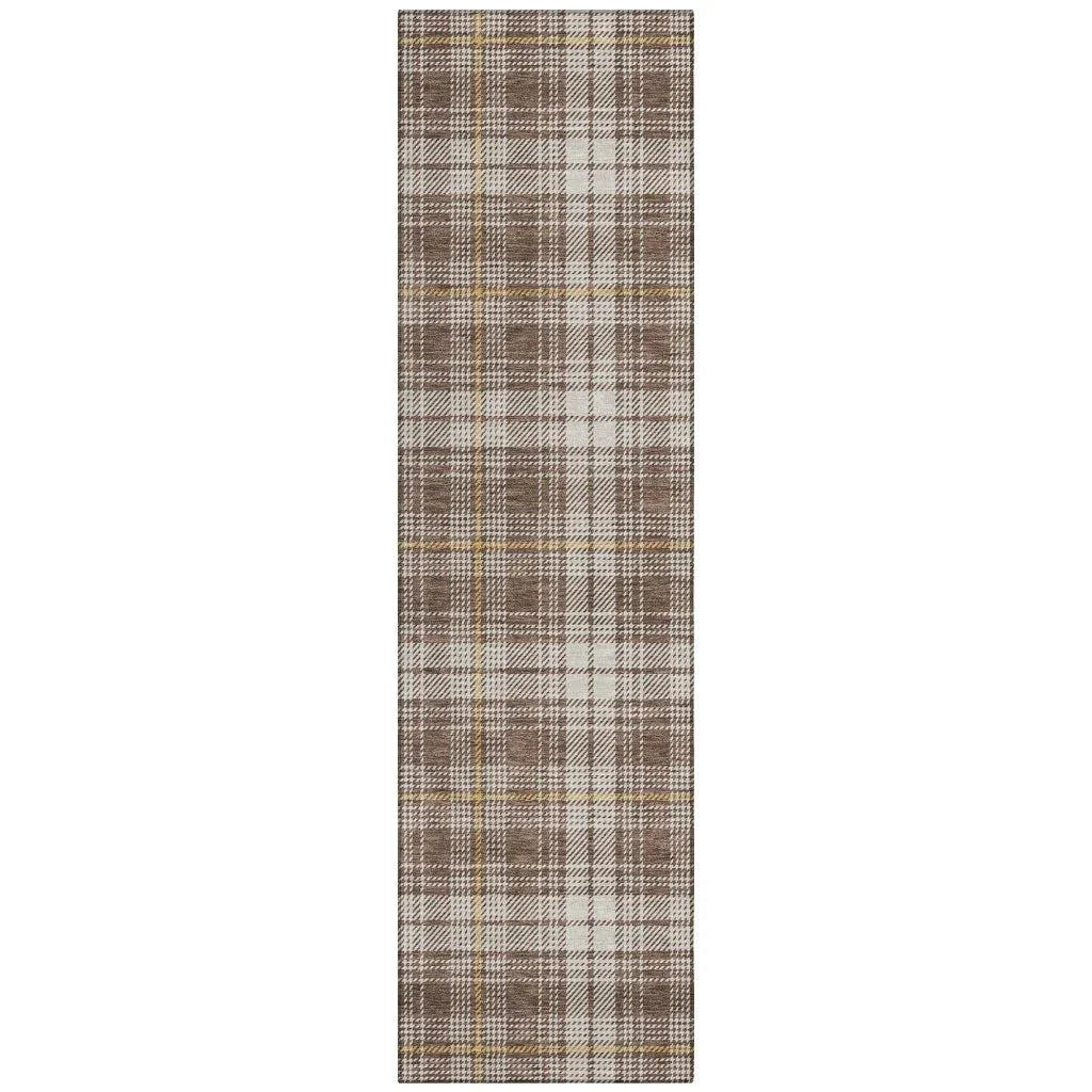 Aurora Brown Washable Indoor-Outdoor Rug-Outdoor Rugs-LOOMLAN Rugs-2'3" x 7'6"-LOOMLAN