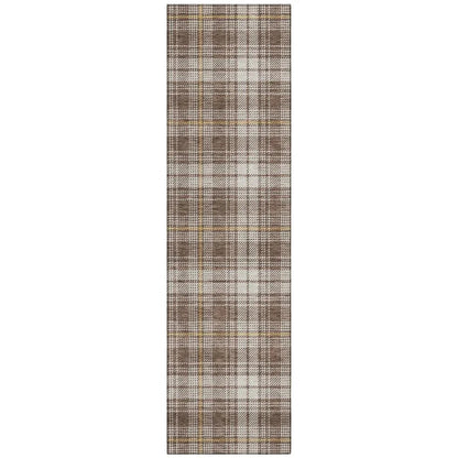 Aurora Brown Washable Indoor-Outdoor Rug-Outdoor Rugs-LOOMLAN Rugs-2'3" x 7'6"-LOOMLAN