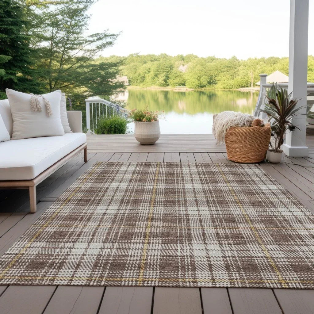 Aurora Brown Washable Indoor-Outdoor Rug-Outdoor Rugs-LOOMLAN Rugs-LOOMLAN