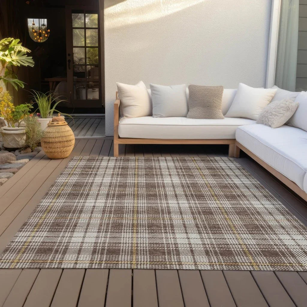 Aurora Brown Washable Indoor-Outdoor Rug-Outdoor Rugs-LOOMLAN Rugs-LOOMLAN