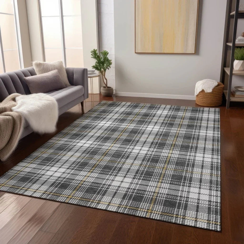Aurora Charcoal Washable Indoor-Outdoor Rug-Outdoor Rugs-LOOMLAN Rugs-LOOMLAN