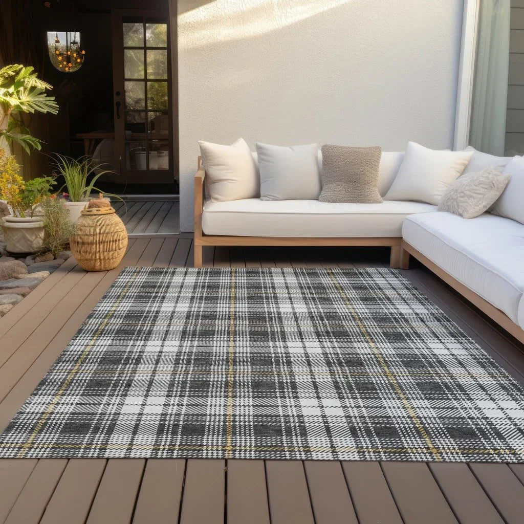 Aurora Charcoal Washable Indoor-Outdoor Rug-Outdoor Rugs-LOOMLAN Rugs-LOOMLAN
