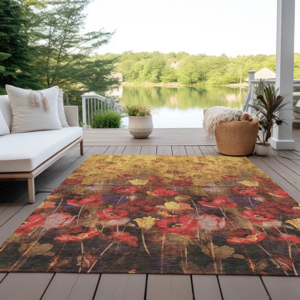 Aurora Gold Washable Indoor-Outdoor Rug-Outdoor Rugs-LOOMLAN Rugs-LOOMLAN