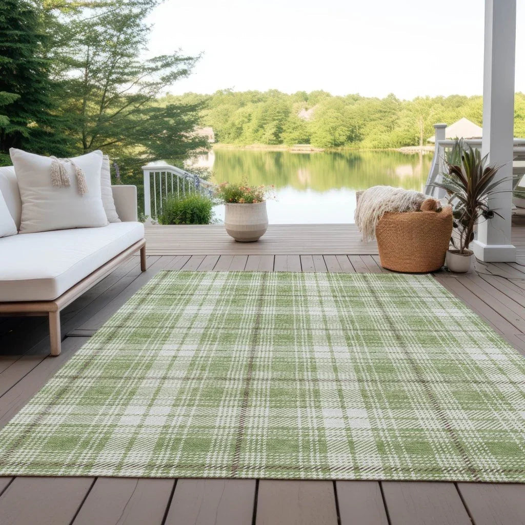 Aurora Green Washable Indoor-Outdoor Rug-Outdoor Rugs-LOOMLAN Rugs-LOOMLAN