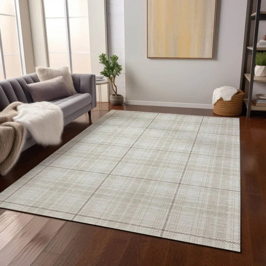 Aurora Ivory Washable Indoor-Outdoor Rug-Outdoor Rugs-LOOMLAN Rugs-LOOMLAN