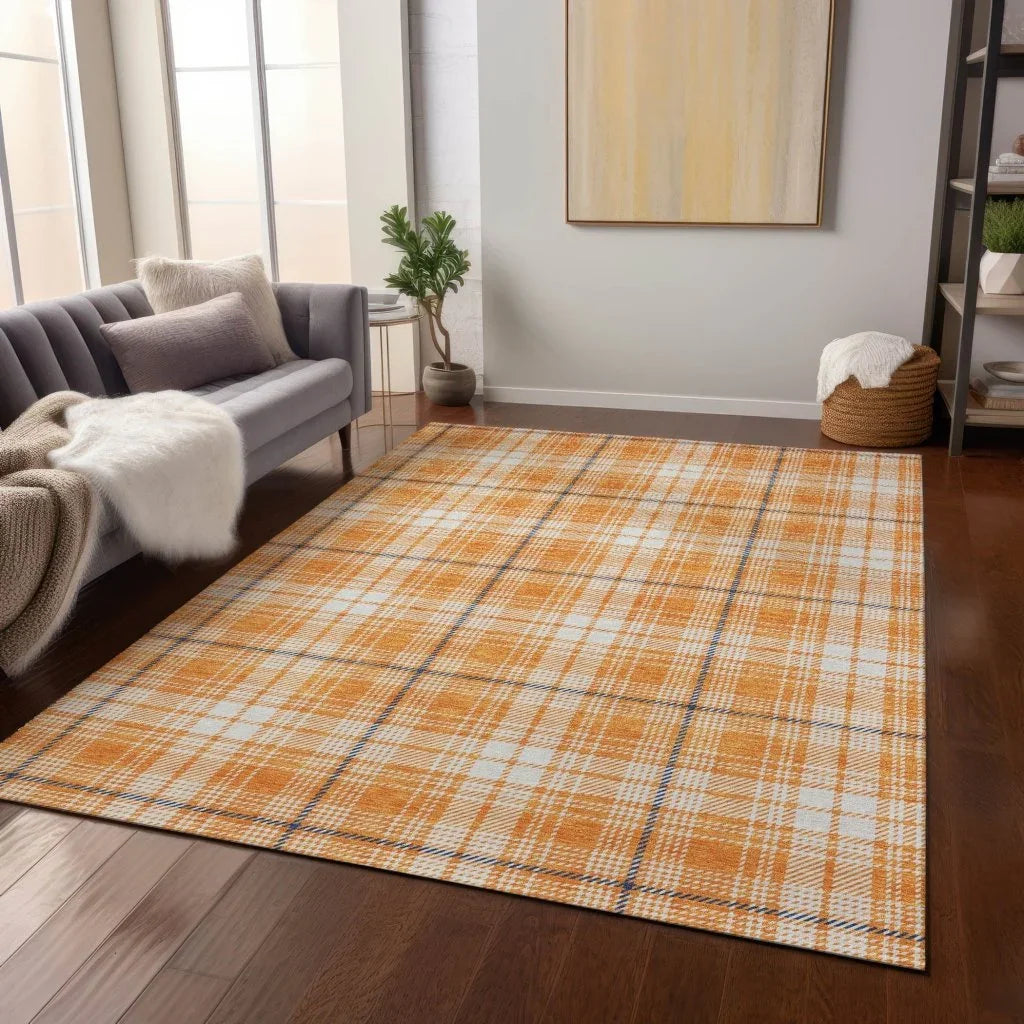 Aurora Orange Washable Indoor-Outdoor Rug-Outdoor Rugs-LOOMLAN Rugs-LOOMLAN