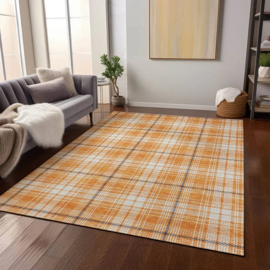 Aurora Orange Washable Indoor-Outdoor Rug-Outdoor Rugs-LOOMLAN Rugs-LOOMLAN