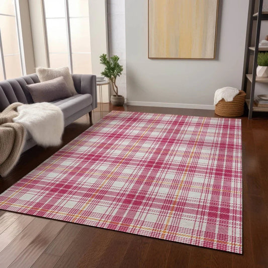 Aurora Pink Washable Indoor-Outdoor Rug-Outdoor Rugs-LOOMLAN Rugs-LOOMLAN