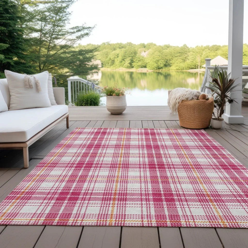 Aurora Pink Washable Indoor-Outdoor Rug-Outdoor Rugs-LOOMLAN Rugs-LOOMLAN