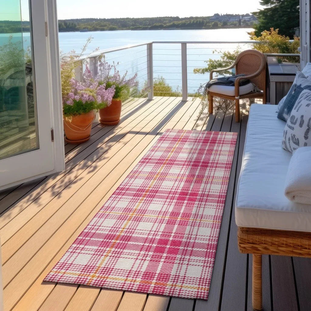 Aurora Pink Washable Indoor-Outdoor Rug-Outdoor Rugs-LOOMLAN Rugs-LOOMLAN