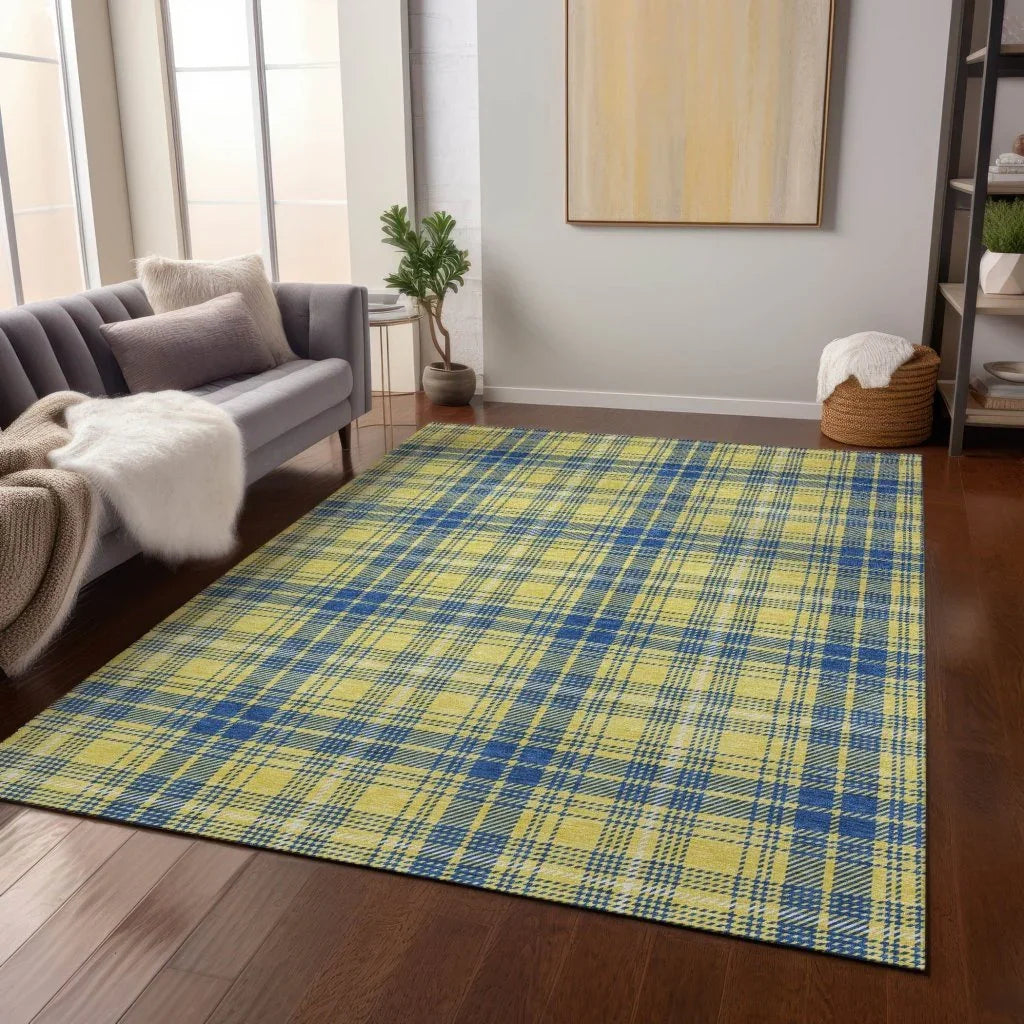 Aurora Yellow Washable Indoor-Outdoor Rug-Outdoor Rugs-LOOMLAN Rugs-LOOMLAN