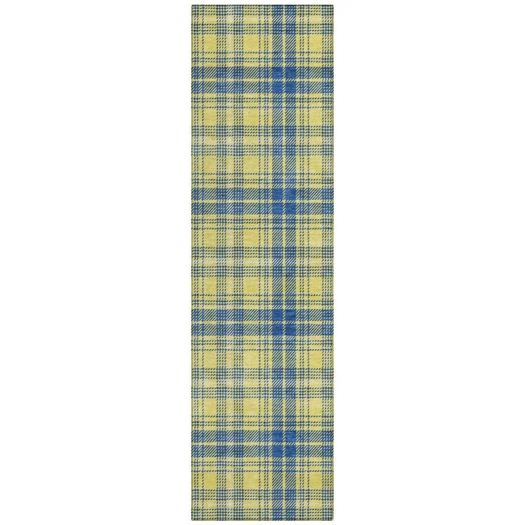 Aurora Yellow Washable Indoor-Outdoor Rug-Outdoor Rugs-LOOMLAN Rugs-2'3" x 7'6"-LOOMLAN