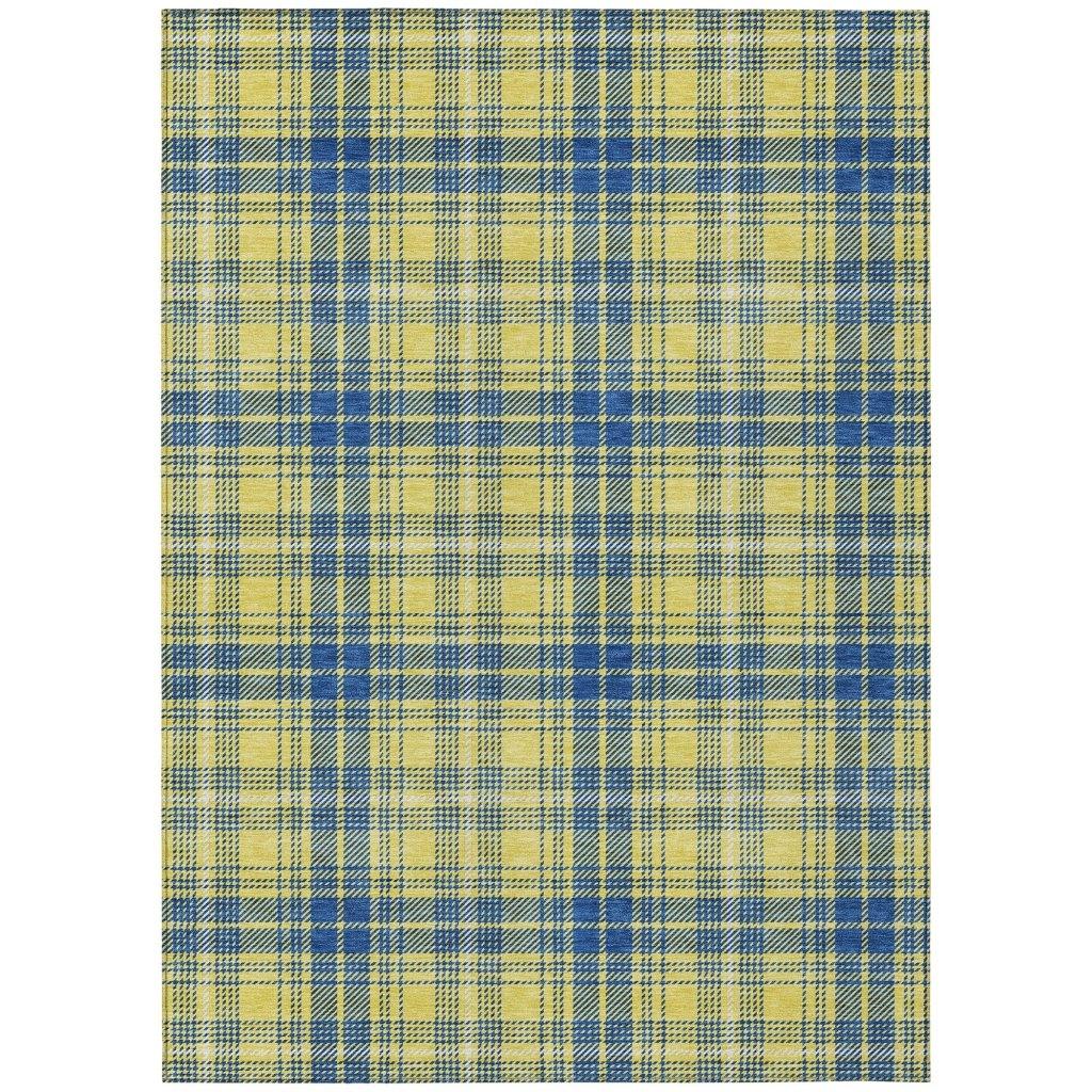Aurora Yellow Washable Indoor-Outdoor Rug-Outdoor Rugs-LOOMLAN Rugs-2'6" x 3'10"-LOOMLAN