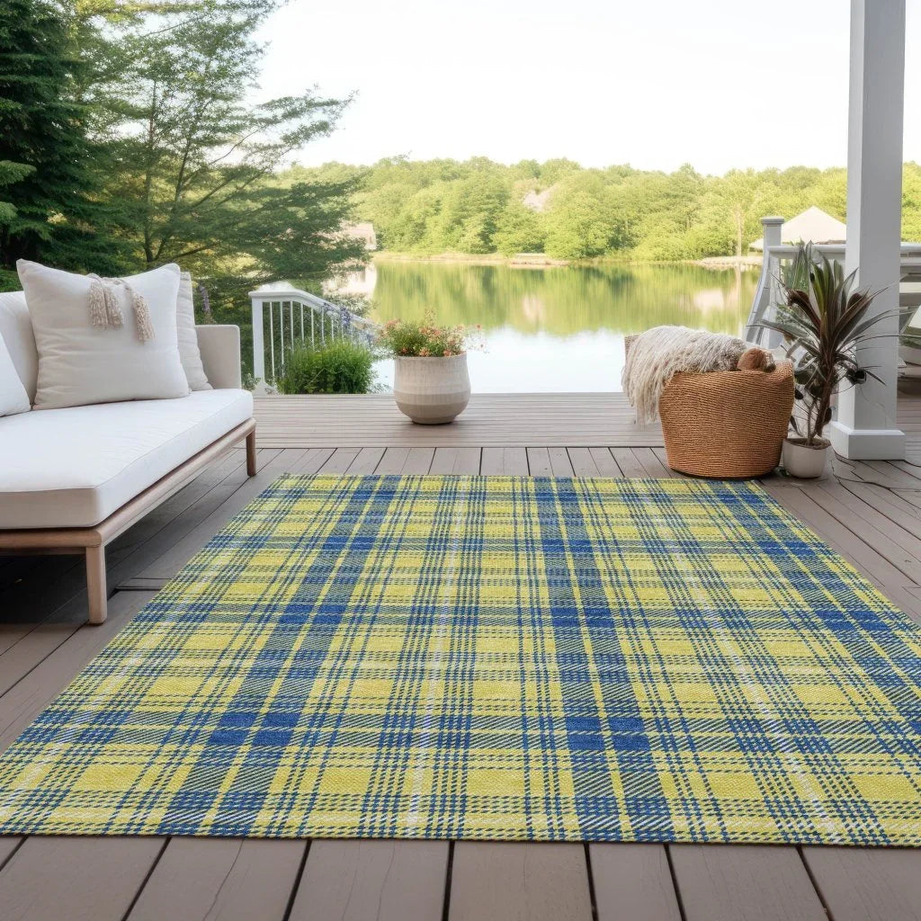 Aurora Yellow Washable Indoor-Outdoor Rug-Outdoor Rugs-LOOMLAN Rugs-LOOMLAN