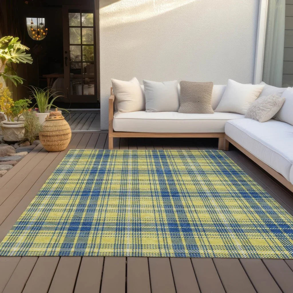 Aurora Yellow Washable Indoor-Outdoor Rug-Outdoor Rugs-LOOMLAN Rugs-LOOMLAN
