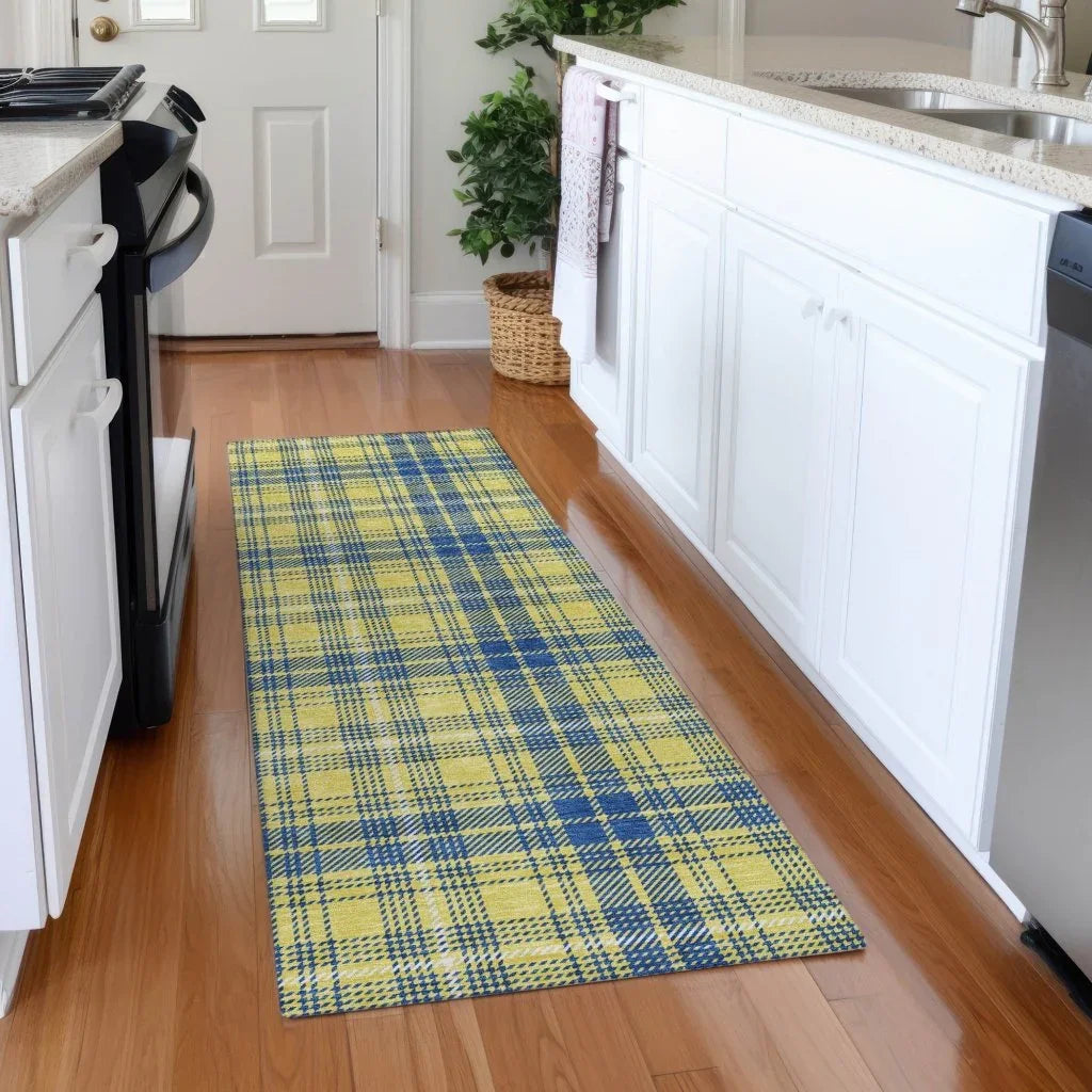 Aurora Yellow Washable Indoor-Outdoor Rug-Outdoor Rugs-LOOMLAN Rugs-LOOMLAN