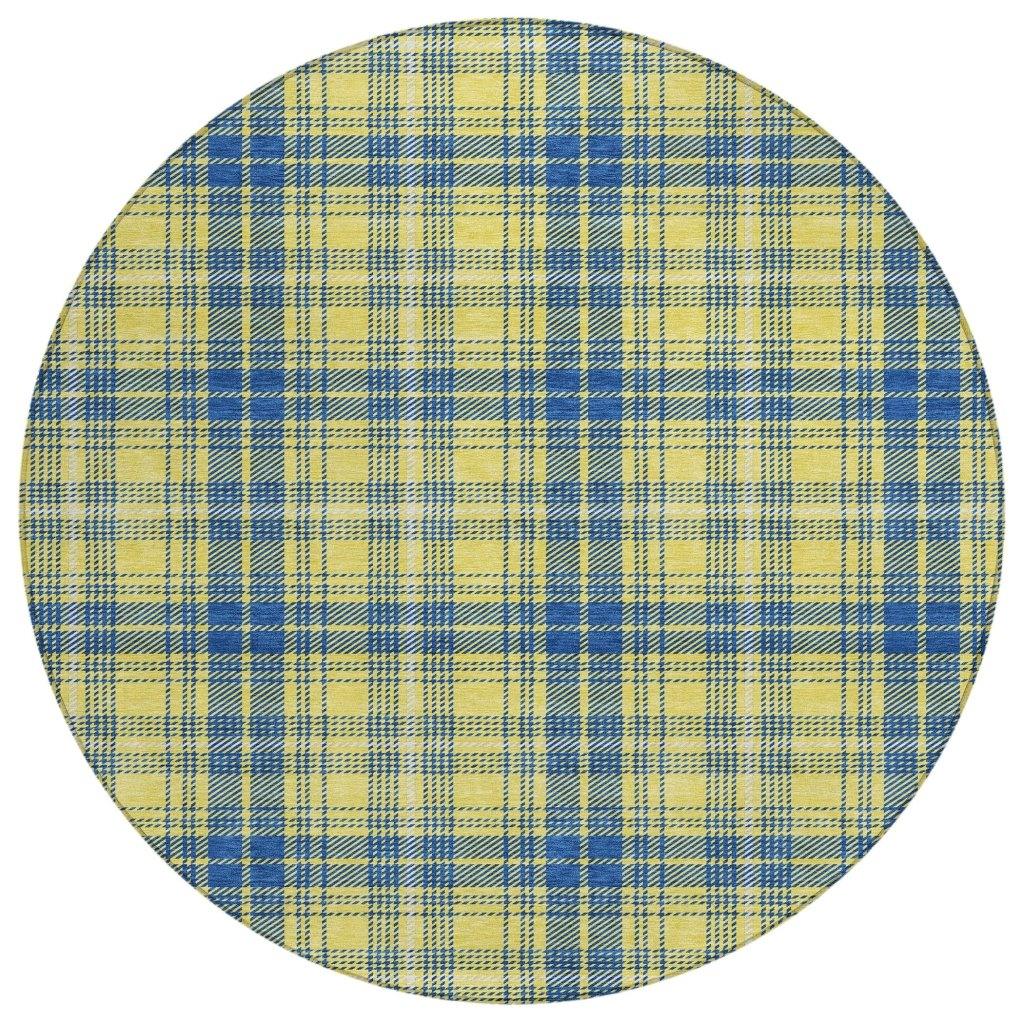 Aurora Yellow Washable Indoor-Outdoor Rug-Outdoor Rugs-LOOMLAN Rugs-8' x 8'-LOOMLAN