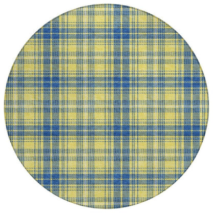 Aurora Yellow Washable Indoor-Outdoor Rug-Outdoor Rugs-LOOMLAN Rugs-8' x 8'-LOOMLAN