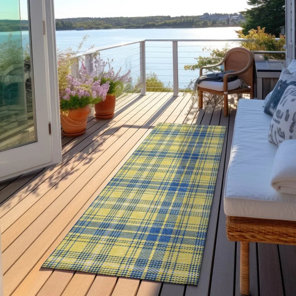 Aurora Yellow Washable Indoor-Outdoor Rug-Outdoor Rugs-LOOMLAN Rugs-LOOMLAN