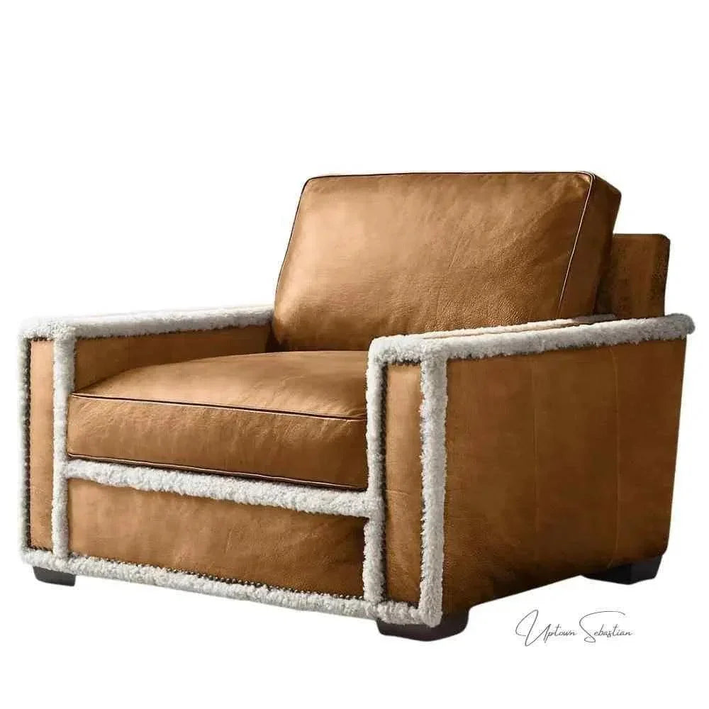 Austin Brown Benchmade Aniline Leather Club Chair - LOOMLAN - Uptown Sebastian - Club Chairs