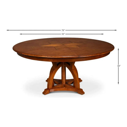 Austin Jupe Brown Round Dining Table-Dining Tables-Sarreid-LOOMLAN