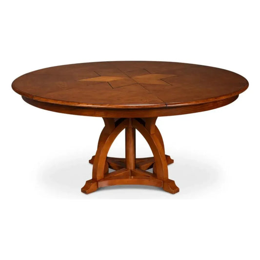 Austin Jupe Brown Round Dining Table-Dining Tables-Sarreid-55"dia-LOOMLAN