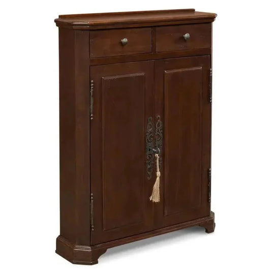 Austrian Hall Cabinet Walnut Slim Cabinet Drawers - LOOMLAN - Sarreid - Accent Cabinets
