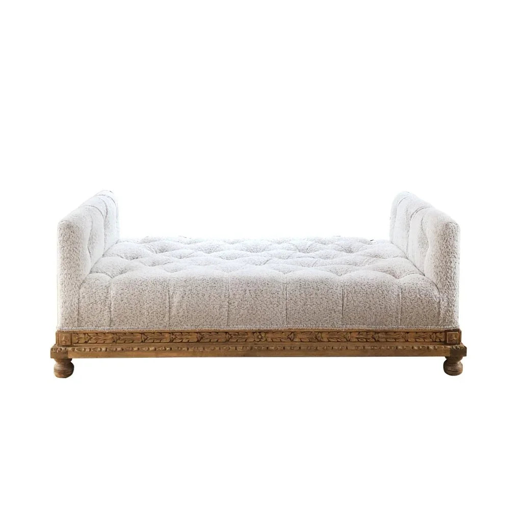 Ava Elegant Design White Fabric Chaise - LOOMLAN - Peninsula Home - Chaises