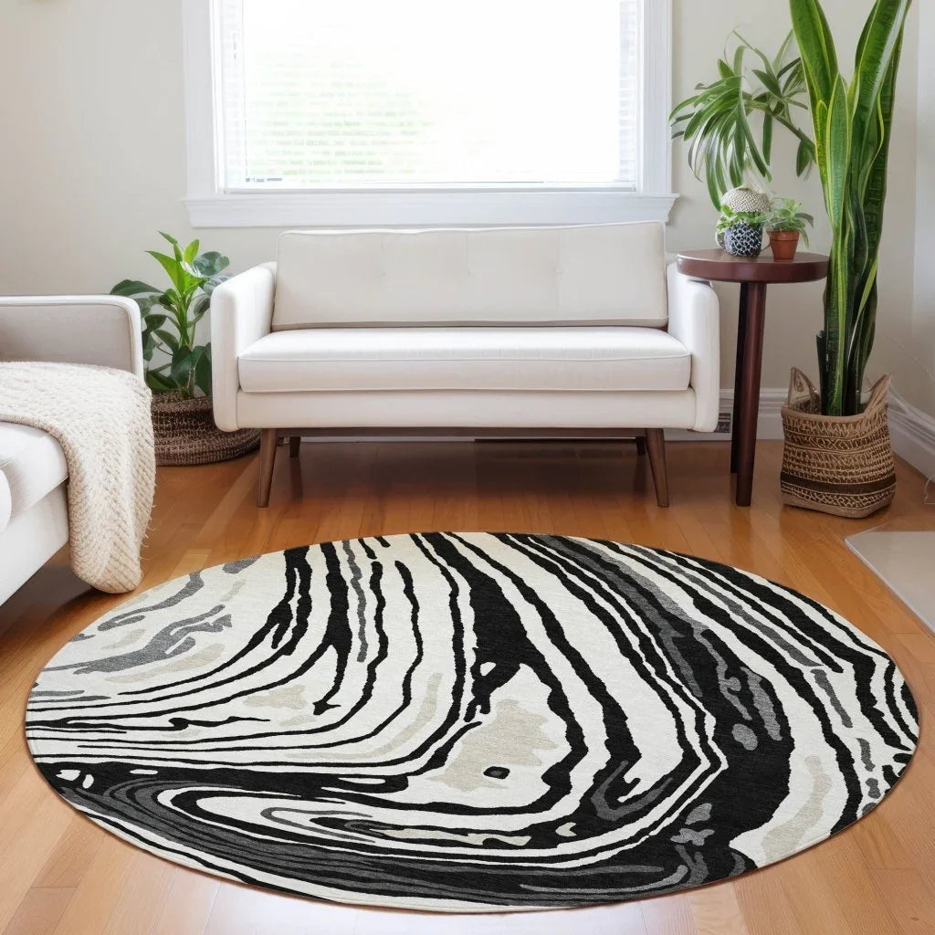 Avelia Black Washable Indoor-Outdoor Rug-Outdoor Rugs-LOOMLAN Rugs-LOOMLAN