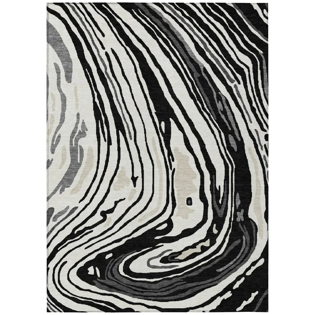Avelia Black Washable Indoor-Outdoor Rug-Outdoor Rugs-LOOMLAN Rugs-2'6" x 3'10"-LOOMLAN