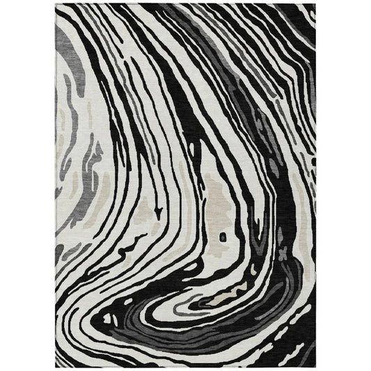Avelia Black Washable Indoor-Outdoor Rug-Outdoor Rugs-LOOMLAN Rugs-2'6" x 3'10"-LOOMLAN