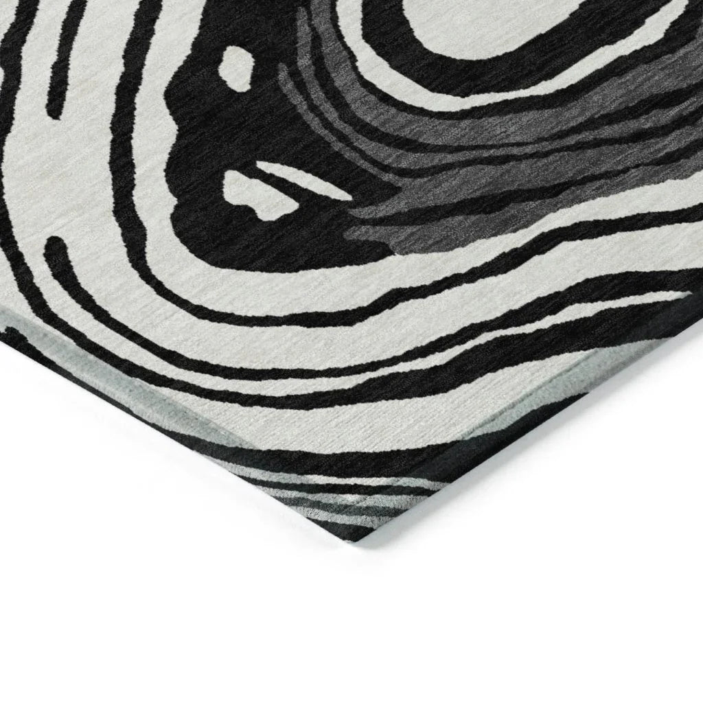 Avelia Black Washable Indoor-Outdoor Rug-Outdoor Rugs-LOOMLAN Rugs-LOOMLAN