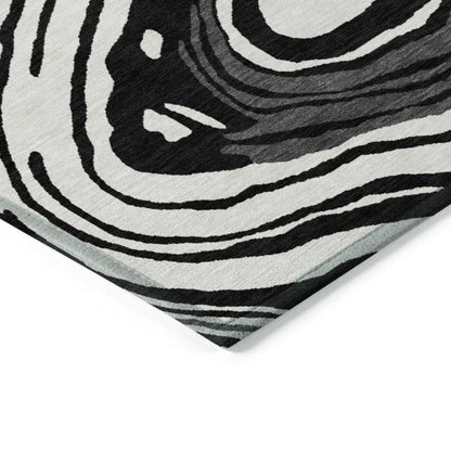 Avelia Black Washable Indoor-Outdoor Rug-Outdoor Rugs-LOOMLAN Rugs-LOOMLAN