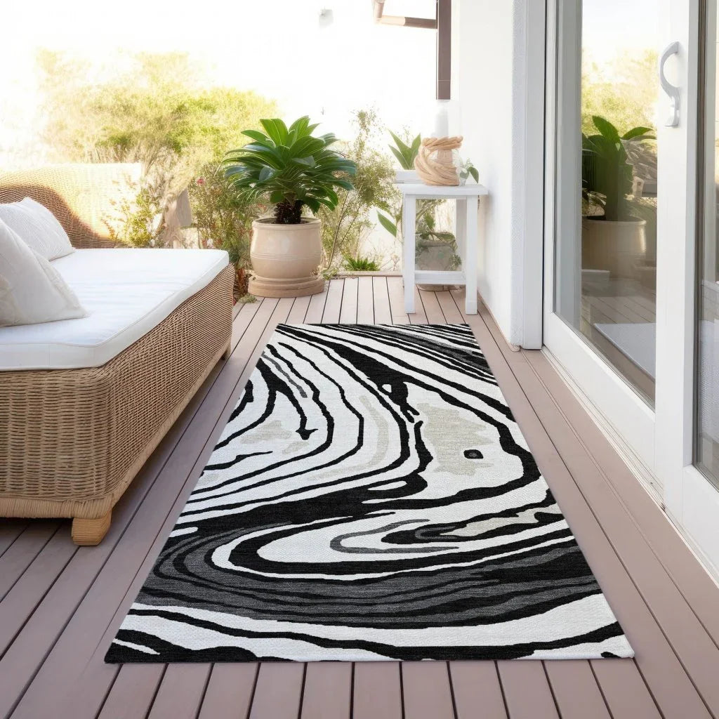 Avelia Black Washable Indoor-Outdoor Rug-Outdoor Rugs-LOOMLAN Rugs-LOOMLAN