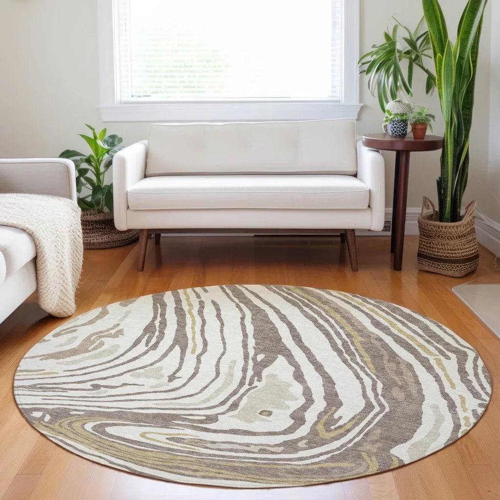 Avelia Brown Washable Indoor-Outdoor Rug-Outdoor Rugs-LOOMLAN Rugs-LOOMLAN